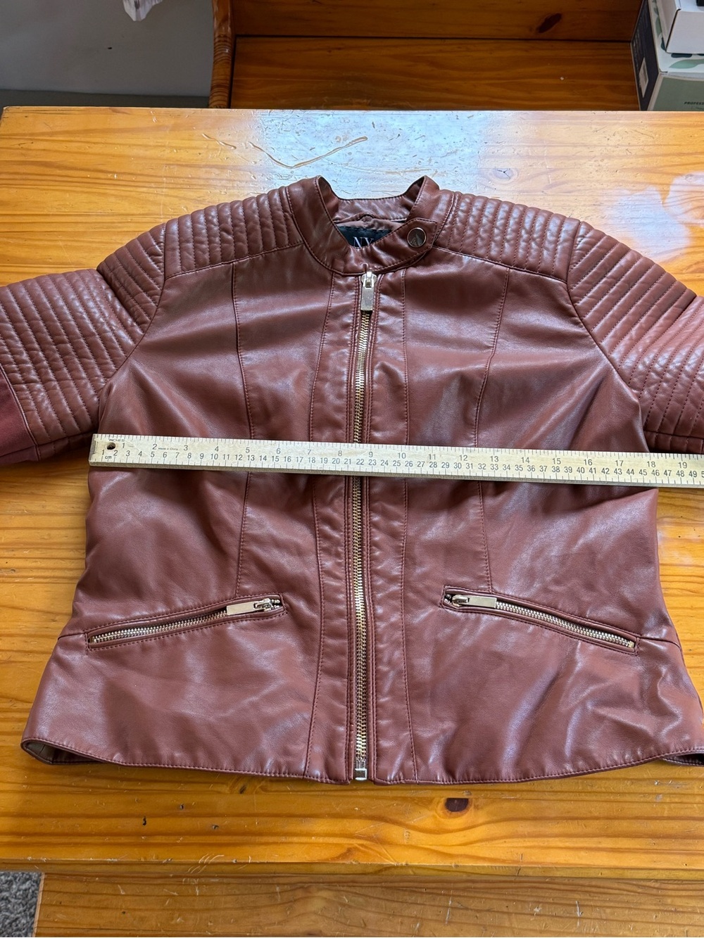 NWT New York & Company Brown Faux Leather Quilted Moto Jacket - Picture 9 of 12